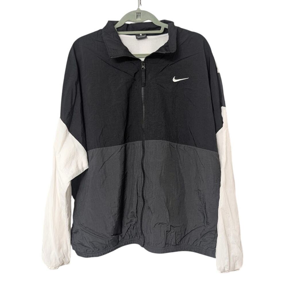 Nike Vintage 90s Windbreaker Jacket Men XL Oversized Black White Colorblock Logo